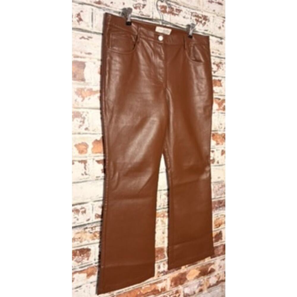 Aritzia Wilfred Babaton Melina Flare Cognac Vergan Faux Leather Pants - Picture 9 of 16